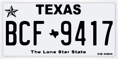 TX license plate BCF9417