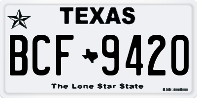 TX license plate BCF9420