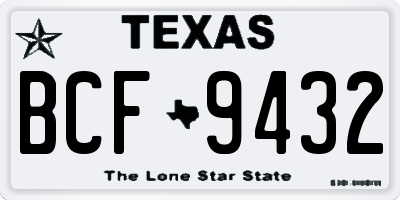 TX license plate BCF9432