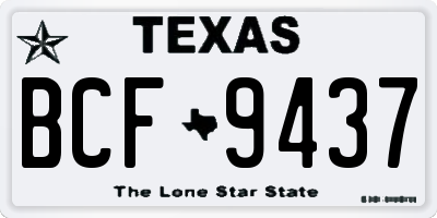 TX license plate BCF9437