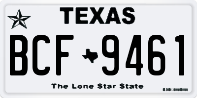 TX license plate BCF9461