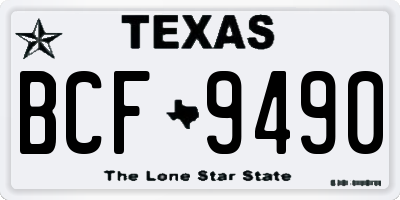 TX license plate BCF9490