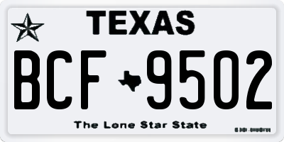 TX license plate BCF9502