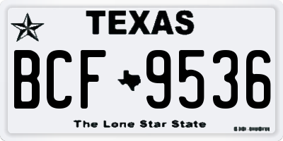 TX license plate BCF9536