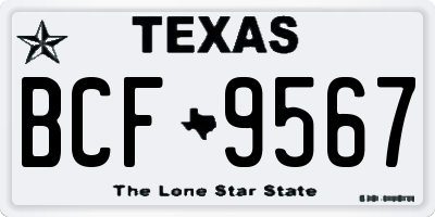 TX license plate BCF9567