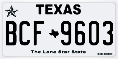TX license plate BCF9603