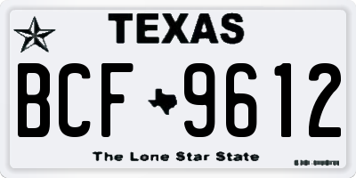 TX license plate BCF9612