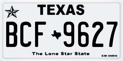 TX license plate BCF9627