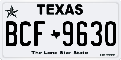 TX license plate BCF9630