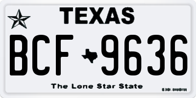 TX license plate BCF9636