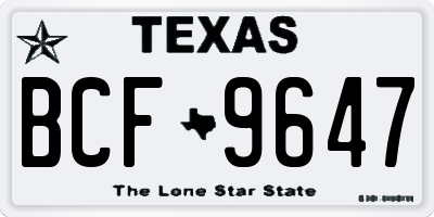 TX license plate BCF9647
