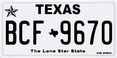TX license plate BCF9670