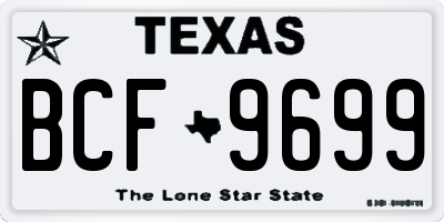 TX license plate BCF9699
