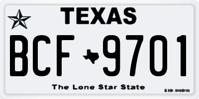 TX license plate BCF9701
