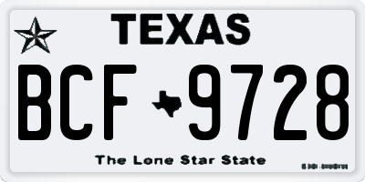 TX license plate BCF9728
