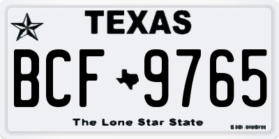 TX license plate BCF9765
