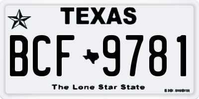 TX license plate BCF9781