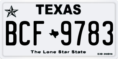 TX license plate BCF9783