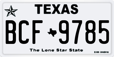 TX license plate BCF9785
