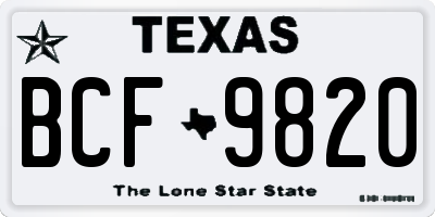TX license plate BCF9820