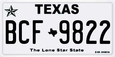 TX license plate BCF9822