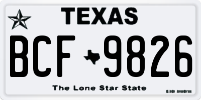 TX license plate BCF9826