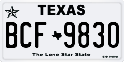 TX license plate BCF9830