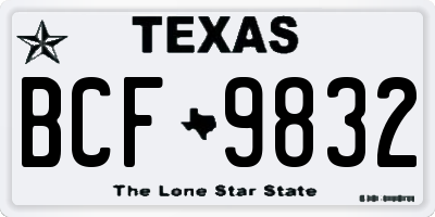 TX license plate BCF9832