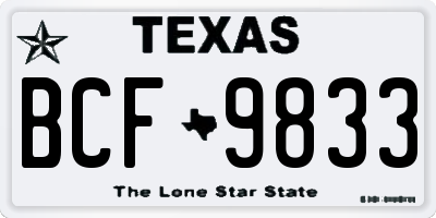 TX license plate BCF9833