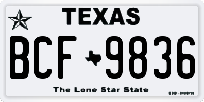 TX license plate BCF9836
