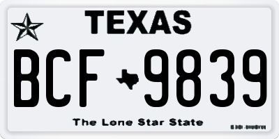TX license plate BCF9839