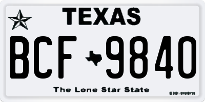 TX license plate BCF9840