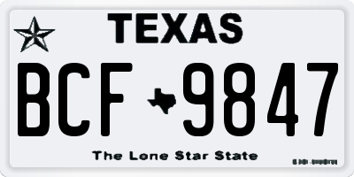 TX license plate BCF9847