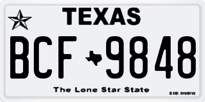 TX license plate BCF9848