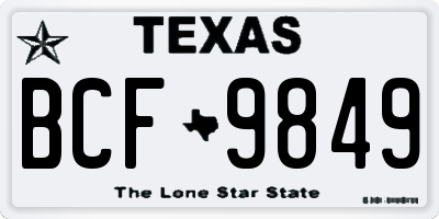 TX license plate BCF9849