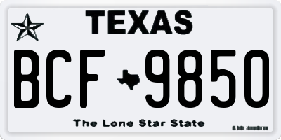 TX license plate BCF9850