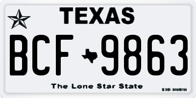 TX license plate BCF9863