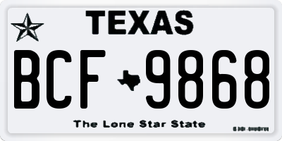 TX license plate BCF9868
