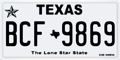 TX license plate BCF9869
