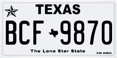 TX license plate BCF9870