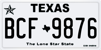TX license plate BCF9876
