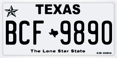 TX license plate BCF9890