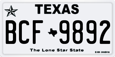 TX license plate BCF9892