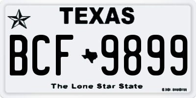 TX license plate BCF9899