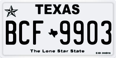 TX license plate BCF9903