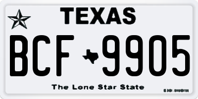 TX license plate BCF9905