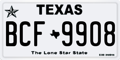 TX license plate BCF9908