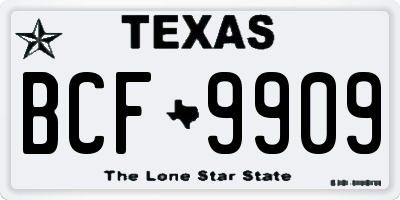TX license plate BCF9909