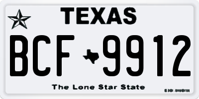 TX license plate BCF9912