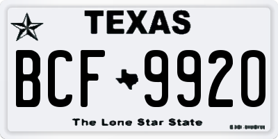 TX license plate BCF9920